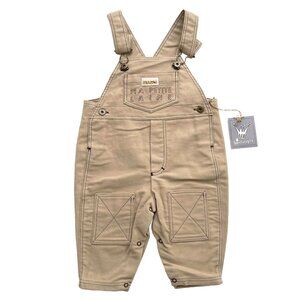 Tan Infant Overalls Size 12 Months Made in France by Berlingot New Condition